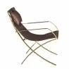Sunpan Willis Lounge Chair - Brown Leather - Side Angle - Sunpan Willis Lounge Chair - Brown Leather - Side Angle