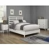 Alpine Furniture Flynn Retro Full Bed w/ Slat Back Headboard, White - Lifestyle - Alpine Furniture Flynn Retro Full Bed w/ Slat Back Headboard, White - Lifestyle