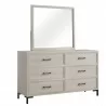 Alpine Furniture Bradley 6 Drawer Dresser in Antique White - Front Side Angle - Alpine Furniture Bradley 6 Drawer Dresser in Antique White - Front Side Angle