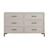 Alpine Furniture Bradley 6 Drawer Dresser in Antique White - Front Angle - Alpine Furniture Bradley 6 Drawer Dresser in Antique White - Front Angle