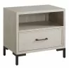 Alpine Furniture Bradley Nightstand in Antique White - Front Side Angle - Alpine Furniture Bradley Nightstand in Antique White - Front Side Angle