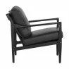Sunpan Gilmore Lounge Chair Black - Black Leather - Side Angle - Sunpan Gilmore Lounge Chair Black - Black Leather - Side Angle
