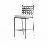 Provence Barstool in Canvas Flax w/ Self Welt - Front Side Angle - Provence Barstool in Canvas Flax w/ Self Welt - Front Side Angle