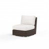 Montecito Armless Club Chair in Canvas Flax w/ Self Welt - Front Side Angle