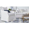 Essentials For Living Faye Slipcover Swivel Club Chair in Cream Crepe -  Lifestyle 3