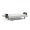 Recast Sofa With Walnut Arms and Soft Pacific Pearl - Angled and Fully Folded - Recast Sofa With Walnut Arms and Soft Pacific Pearl - Angled and Fully Folded