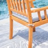 Vifah Kapalua Honey Nautical Outdoor Eucalyptus Wooden Dining Chair, Back Seat Closeup View