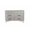 Alpine Furniture Flynn Mid Century Modern 7 Drawer Dresser, Grey - Front Angle - Alpine Furniture Flynn Mid Century Modern 7 Drawer Dresser, Grey - Front Angle