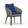 Marbella Dining Chair in Echo Midnight, No Welt - Front Side Angle - Marbella Dining Chair in Echo Midnight, No Welt - Front Side Angle