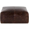 Sunpan Elio Ottoman in Chocolate Leather - Front Angle