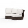 Montecito Curved Loveseat in Canvas Flax w/ Self Welt - Front Side Angle