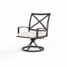 La Jolla Swivel Dining Chair in Canvas Flax w/ Self Welt - Front Side Angle
