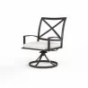 La Jolla Swivel Dining Chair in Canvas Flax w/ Self Welt - Front Side Angle - La Jolla Swivel Dining Chair in Canvas Flax w/ Self Welt - Front Side Angle