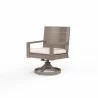 Laguna Swivel Dining Chair in Canvas Flax, No Welt - Front Side Angle - Laguna Swivel Dining Chair in Canvas Flax, No Welt - Front Side Angle