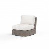 Coronado Armless Club Chair in Canvas Flax w/ Self Welt - Front Side Angle