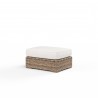 Havana Ottoman in Canvas Flax w/ Self Welt - Front Side Angle