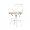 Bristol Swivel Barstool in Canvas Flax w/ Self Welt - Front Side Angle
