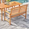 Vifah Waimea Honey Slatted Eucalyptus Wood Garden Bench with Cushion, Back Angle - Vifah Waimea Honey Slatted Eucalyptus Wood Garden Bench with Cushion, Back Angle