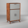 Flynn Large Bar Cabinet w/Drop Down Tray in Acorn/White - Angled