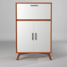 Flynn Large Bar Cabinet w/Drop Down Tray in Acorn/White - Front