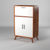 Flynn Large Bar Cabinet w/Drop Down Tray in Acorn/White - Angled Side