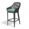 Milano Barstool in Dupione Celeste w/ Self Welt - Front Side Angle