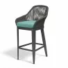 Milano Barstool in Dupione Celeste w/ Self Welt - Front Side Angle - Milano Barstool in Dupione Celeste w/ Self Welt - Front Side Angle