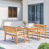 Vifah Kapalua Honey Nautical 3-Piece Wooden Outdoor Dining Set with 2 Benches, Side Angle