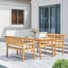 Vifah Kapalua Honey Nautical 3-Piece Wooden Outdoor Dining Set with 2 Benches, Side Angle - Vifah Kapalua Honey Nautical 3-Piece Wooden Outdoor Dining Set with 2 Benches, Side Angle