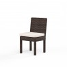 Montecito Armless Dining Chair in Canvas Flax w/ Self Welt - Front Side Angle