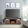 Manhattan Comfort Richmond 60" Fireplace with 2 Drawers and 2 Shelves in Brown - Manhattan Comfort Richmond 60" Fireplace with 2 Drawers and 2 Shelves in Brown