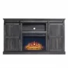 Manhattan Comfort Myrtle 60" Fireplace with 2 Sliding Doors and Media Wire Management in Heavy Brown Front - Manhattan Comfort Myrtle 60" Fireplace with 2 Sliding Doors and Media Wire Management in Heavy Brown Front