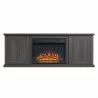 Manhattan Comfort Franklin 60" Fireplace with 2 Doors in Heavy Brown - Manhattan Comfort Franklin 60" Fireplace with 2 Doors in Heavy Brown