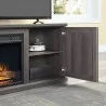 Manhattan Comfort Franklin 60" Fireplace with 2 Doors in Heavy Brown Open - Manhattan Comfort Franklin 60" Fireplace with 2 Doors in Heavy Brown Open