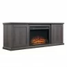 Manhattan Comfort Franklin 60" Fireplace with 2 Doors in Heavy Brown Front angle - Manhattan Comfort Franklin 60" Fireplace with 2 Doors in Heavy Brown Front angle
