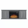 Manhattan Comfort Franklin 60" Fireplace with 2 Doors in Grey Front - Manhattan Comfort Franklin 60" Fireplace with 2 Doors in Grey Front