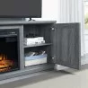 Manhattan Comfort Franklin 60" Fireplace with 2 Doors in Grey open - Manhattan Comfort Franklin 60" Fireplace with 2 Doors in Grey open