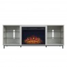 Manhattan Comfort Brighton 60" Fireplace with Glass Shelves and Media Wire Management in Beige