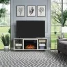 Manhattan Comfort Brighton 60" Fireplace with Glass Shelves and Media Wire Management in Beige - Manhattan Comfort Brighton 60" Fireplace with Glass Shelves and Media Wire Management in Beige