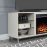 Manhattan Comfort Brighton 60" Fireplace with Glass Shelves and Media Wire Management in Beige