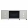 Manhattan Comfort Brighton 60" Fireplace with Glass Shelves and Media Wire Management in Beige Front - Manhattan Comfort Brighton 60" Fireplace with Glass Shelves and Media Wire Management in Beige Front