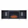 Manhattan Comfort Brighton 60" Fireplace with Glass Shelves and Media Wire Management in Onyx Front