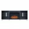 Manhattan Comfort Brighton 60" Fireplace with Glass Shelves and Media Wire Management in Onyx Front - Manhattan Comfort Brighton 60" Fireplace with Glass Shelves and Media Wire Management in Onyx Front
