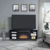 Manhattan Comfort Brighton 60" Fireplace with Glass Shelves and Media Wire Management in Onyx - Manhattan Comfort Brighton 60" Fireplace with Glass Shelves and Media Wire Management in Onyx
