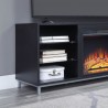 Manhattan Comfort Brighton 60" Fireplace with Glass Shelves and Media Wire Management in Onyx