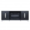Manhattan Comfort Brighton 60" Fireplace with Glass Shelves and Media Wire Management in Onyx