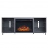 Manhattan Comfort Brighton 60" Fireplace with Glass Shelves and Media Wire Management in Onyx Front
