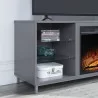 Manhattan Comfort Brighton 60" Fireplace with Glass Shelves and Media Wire Management in Grey - Manhattan Comfort Brighton 60" Fireplace with Glass Shelves and Media Wire Management in Grey