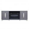 Manhattan Comfort Brighton 60" Fireplace with Glass Shelves and Media Wire Management in Grey Front