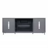 Manhattan Comfort Brighton 60" Fireplace with Glass Shelves and Media Wire Management in Grey Front - Manhattan Comfort Brighton 60" Fireplace with Glass Shelves and Media Wire Management in Grey Front